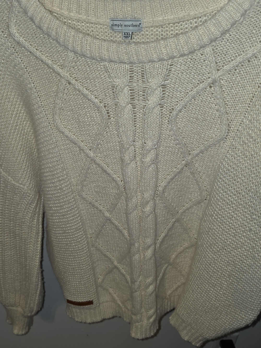 Simply Southern Cream Cable Knit Sweater